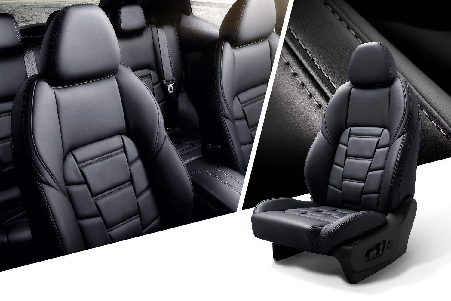 Nissan QASHQAI, коллаж с изображением сидений, отделки и сидений крупным планом