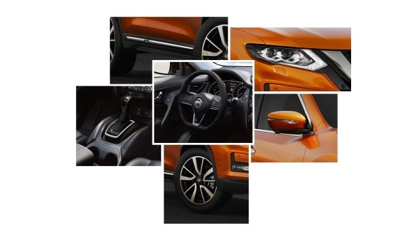 Nissan X-TRAIL 2017, колаж із зображеннями елементів дизайну