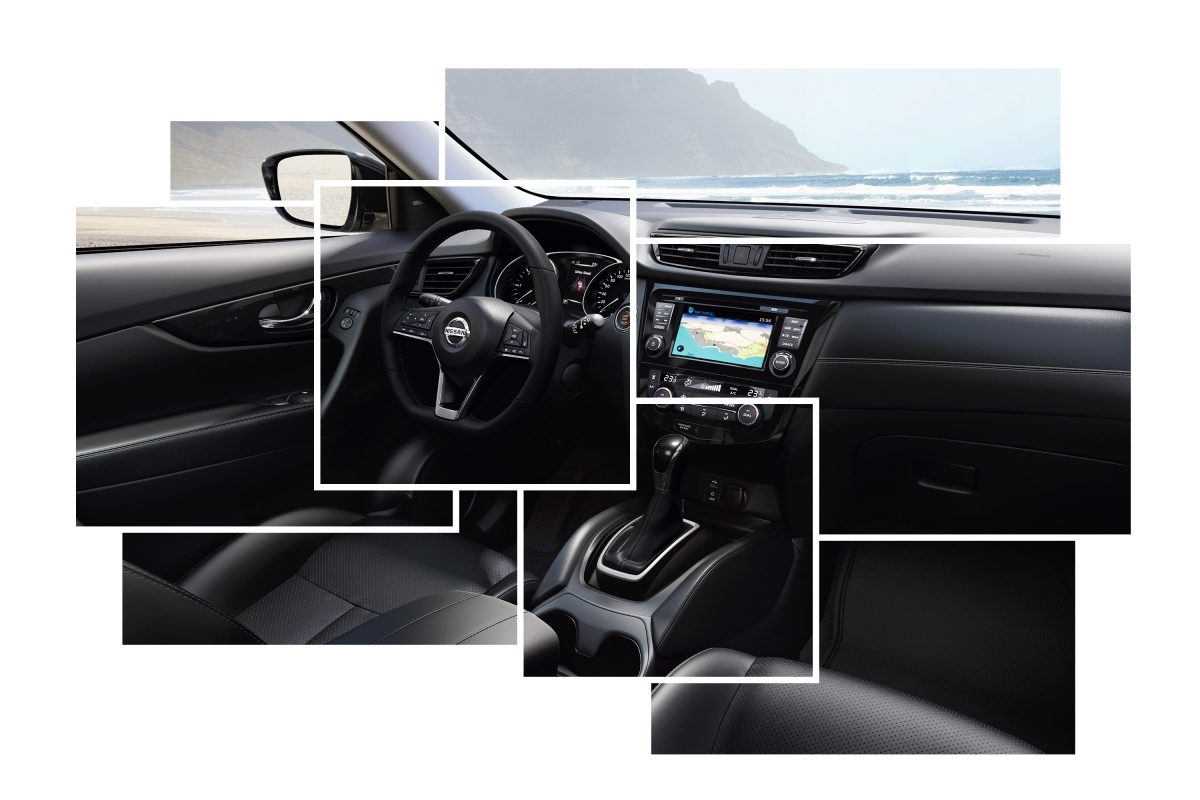 Загальний колаж із зображеннями елементів інтер'єру Nissan X-TRAIL
