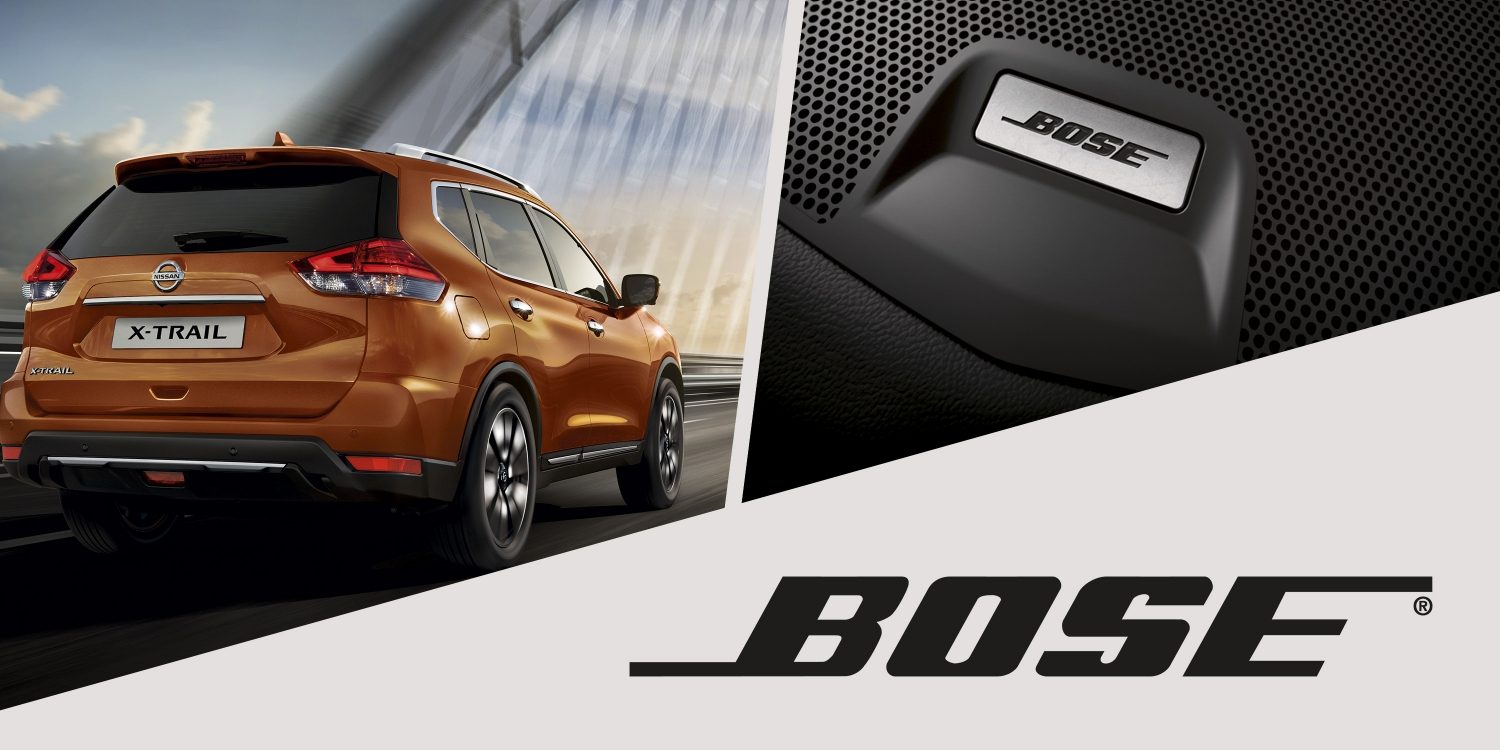Nissan X-TRAIL: колаж із зображеннями аудіосистеми Bose